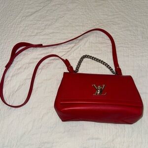 Red Louis Vuitton Lockme Chain Bag